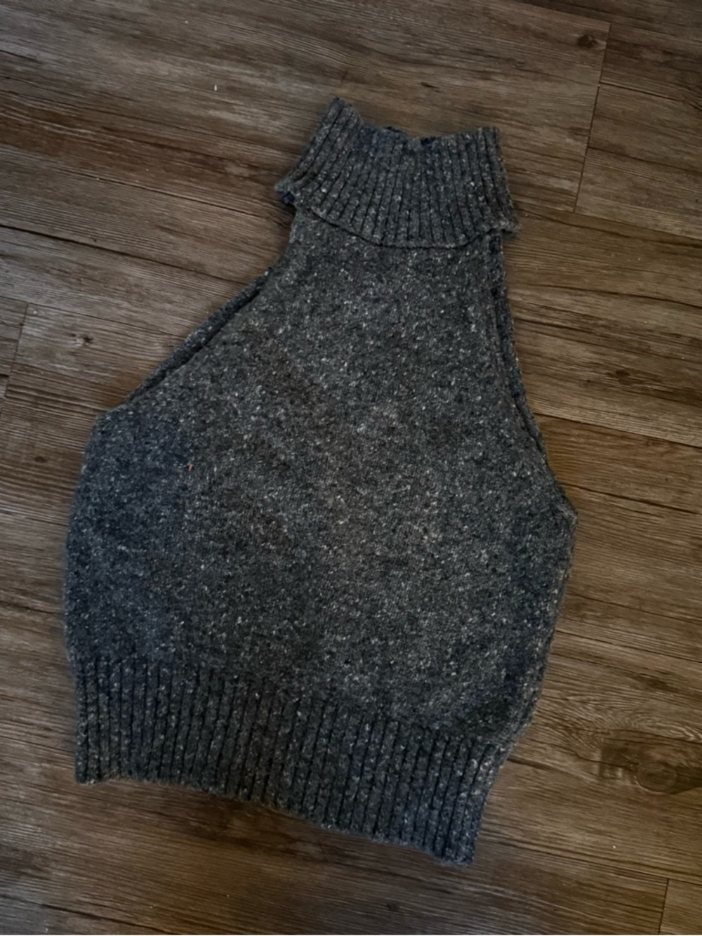 Zara Charcoal Sleeveless Turtleneck Knit Top